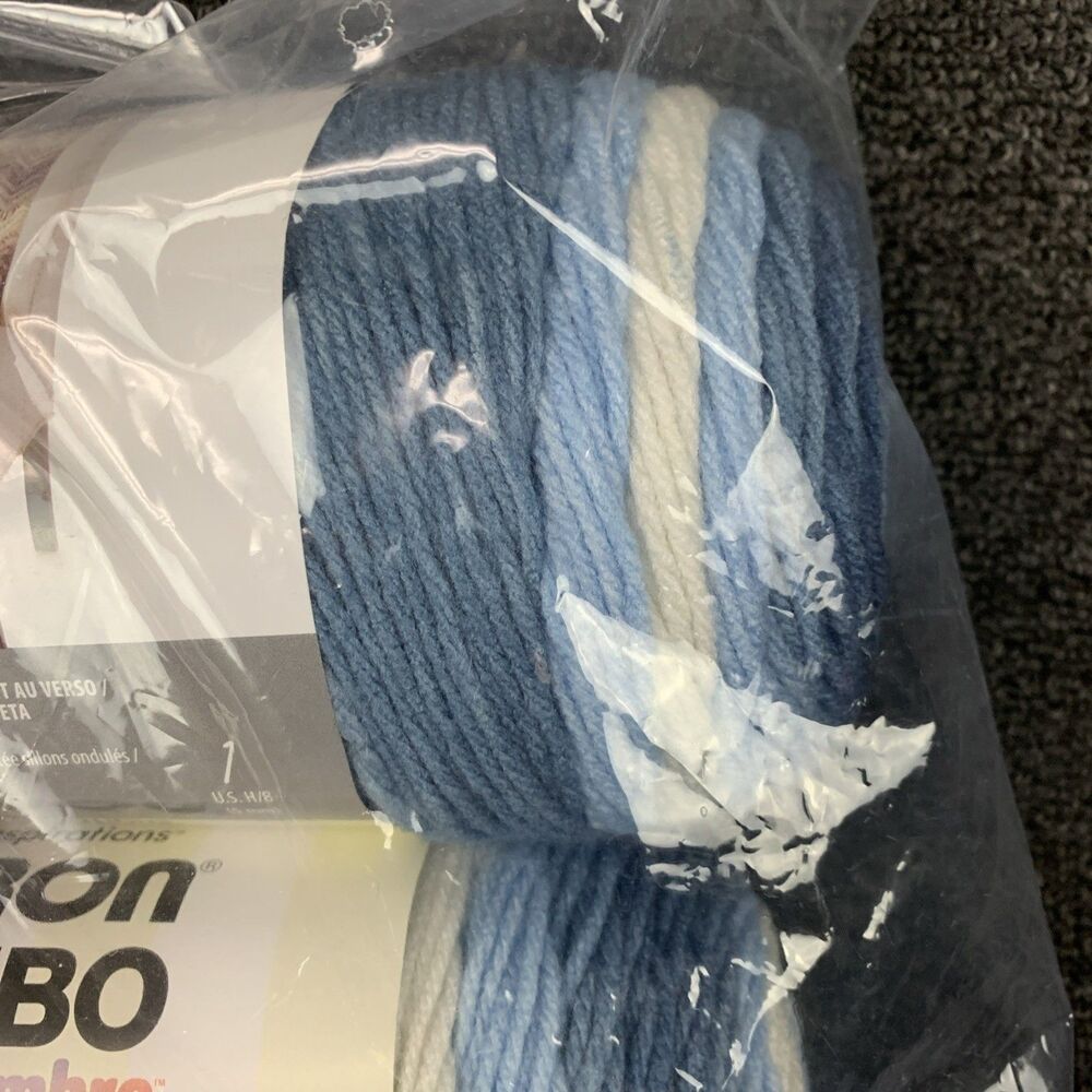 Lot Of 2 Yarnspirations Caron Jumbo Ombre Faded Jeans Yarn 12oz Worsted Acrylic - Picture 2 of 5